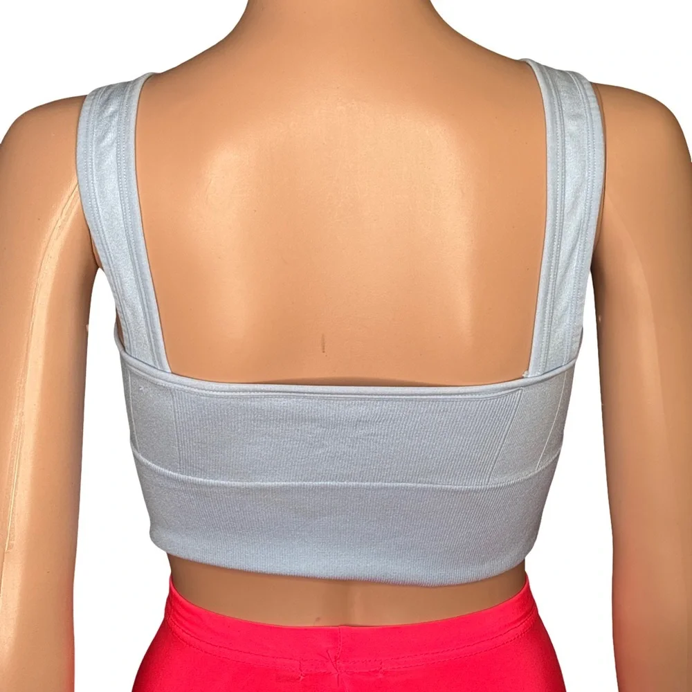 Light Blue Ribbed Sports Bra Small - Picture 3 of 4